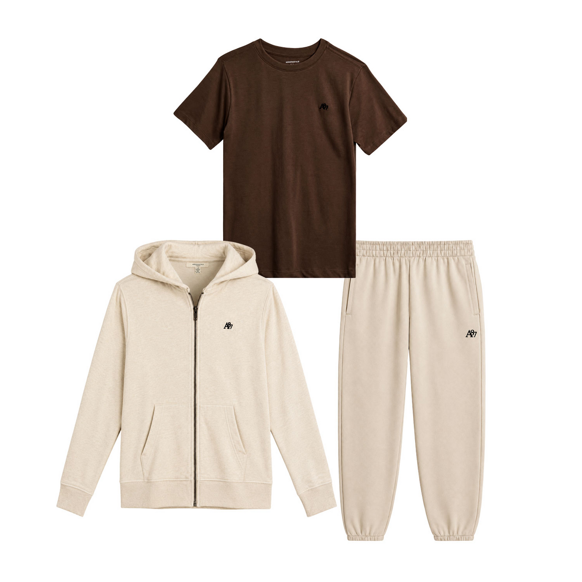 KNITTED FLEECE HOODIE WITH POLYESTER JOGGER 