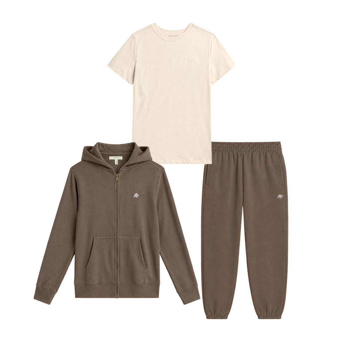 KNITTED FLEECE HOODIE WITH POLYESTER JOGGER 